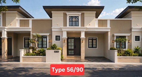 Fasad rumah tipe 56/90 Bukit Flamboyan Indah 2