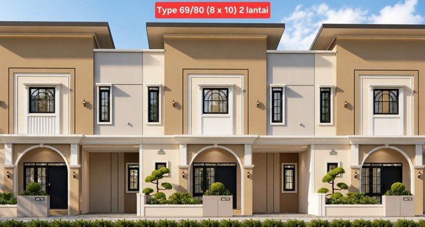 Fasad rumah tipe 69/80 Bukit Flamboyan Indah 2